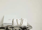 Uubags Chanel Mini Boston Bag In White Caviar Leather 11.5x18.5x11cm - 5