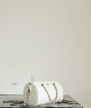 Uubags Chanel Mini Boston Bag In White Caviar Leather 11.5x18.5x11cm - 4