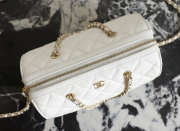 Uubags Chanel Mini Boston Bag In White Caviar Leather 11.5x18.5x11cm - 3