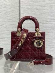 New Arrivals 2026 Small Lady Dior Bag With Strap Cherry Red Patent Cannage Calfskin 20x18x8cm - 1