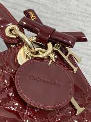New Arrivals 2026 Small Lady Dior Bag With Strap Cherry Red Patent Cannage Calfskin 20x18x8cm - 4