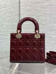 New Arrivals 2026 Small Lady Dior Bag With Strap Cherry Red Patent Cannage Calfskin 20x18x8cm - 3