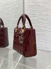 New Arrivals 2026 Small Lady Dior Bag With Strap Cherry Red Patent Cannage Calfskin 20x18x8cm - 2