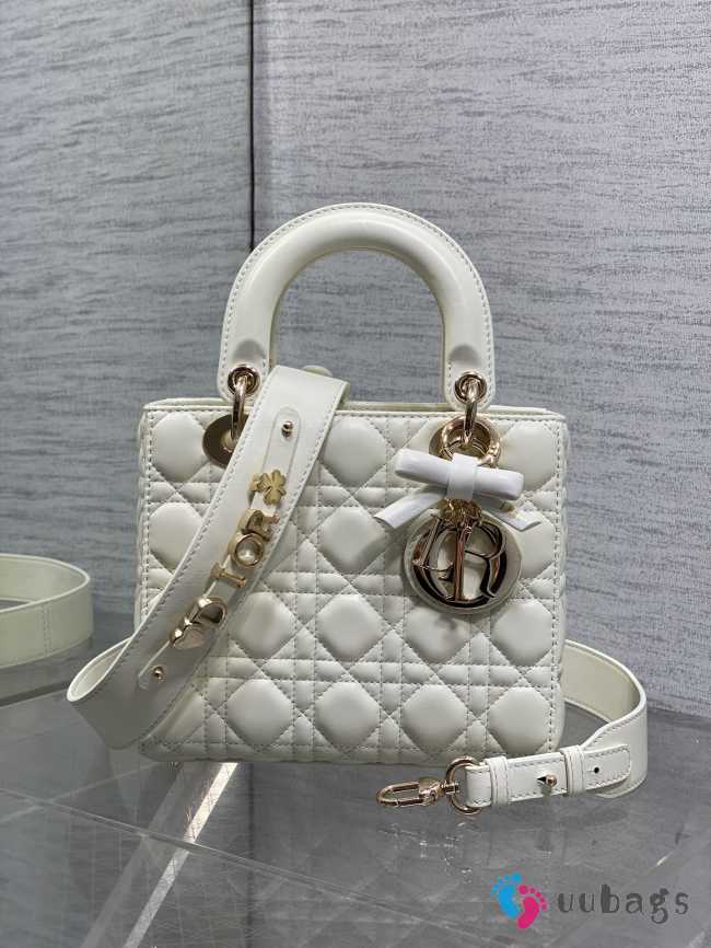 New Arrivals 2026 Small Lady Dior Bag With Strap White Cannage Lambskin 20x18x8cm - 1
