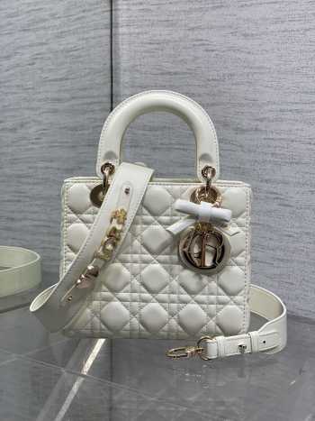 New Arrivals 2026 Small Lady Dior Bag With Strap White Cannage Lambskin 20x18x8cm