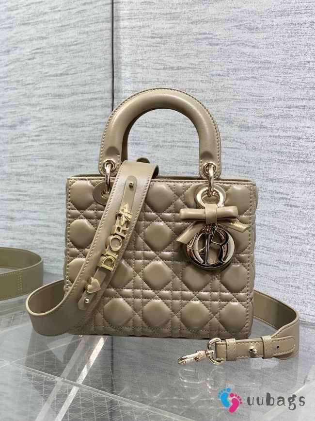 New Arrivals 2026 Small Lady Dior Bag With Strap Desert Taupe Cannage Lambskin 20x18x8cm - 1