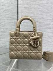 New Arrivals 2026 Small Lady Dior Bag With Strap Desert Taupe Cannage Lambskin 20x18x8cm - 6