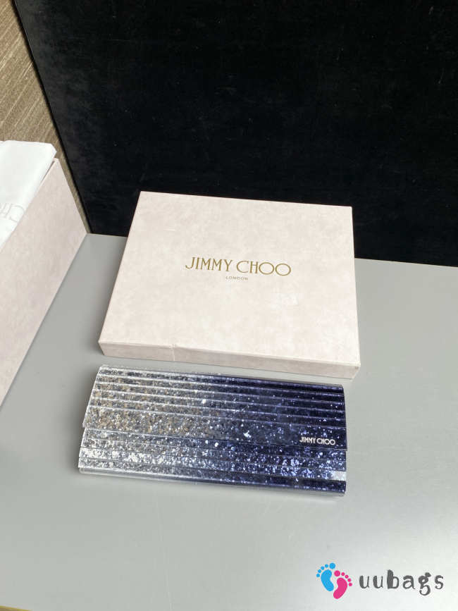 Uubags Jimmy Choo Sweetie Silver & Navy Dégradé Glitter Acrylic Clutch Bag 24x10x5cm - 1
