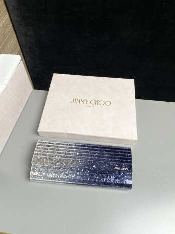Uubags Jimmy Choo Sweetie Silver & Navy Dégradé Glitter Acrylic Clutch Bag 24x10x5cm