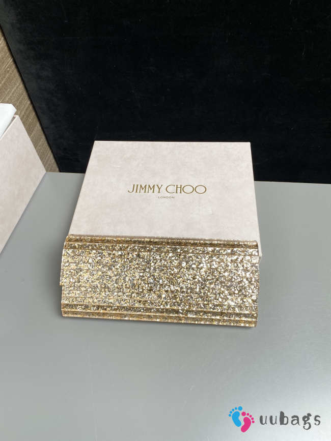 Uubags Jimmy Choo Sweetie Gold Metallic Dégradé Glitter Plexi Clutch Bag 24x10x5cm - 1
