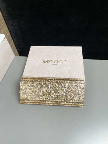 Uubags Jimmy Choo Sweetie Gold Metallic Dégradé Glitter Plexi Clutch Bag 24x10x5cm