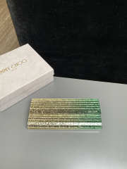 Uubags Jimmy Choo Sweetie Gold & Green Dégradé Glitter Acrylic Clutch Bag 24x10x5cm - 1