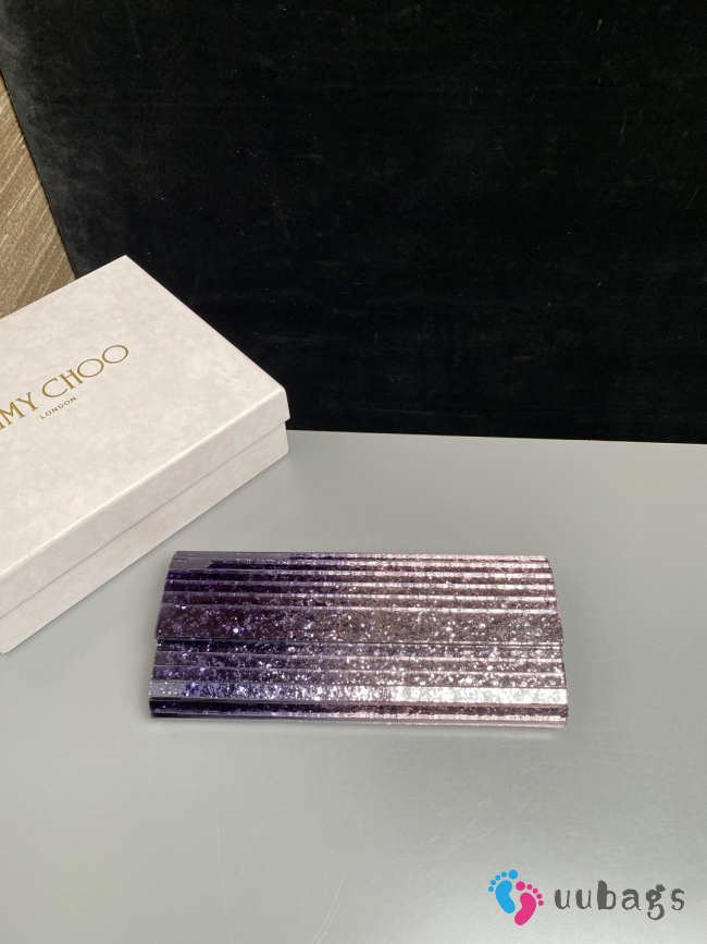 Uubags Jimmy Choo Sweetie Gold & Purple Dégradé Glitter Acrylic Clutch Bag 24x10x5cm - 1