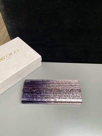 Uubags Jimmy Choo Sweetie Gold & Purple Dégradé Glitter Acrylic Clutch Bag 24x10x5cm