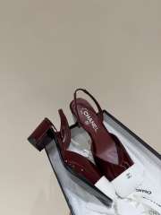 Uubags Chanel Slingback Shoes Glossy Sheepskin & Calfskin In Burgundy & White 6.5cm - 2