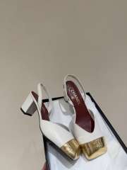 Uubags Chanel Slingback Shoes Glossy Sheepskin & Calfskin In White & Gold Metallic 6.5cm - 2