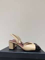 Uubags Chanel Slingback Shoes Glossy Sheepskin & Calfskin In Beige & Black 6.5cm - 6