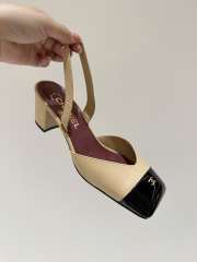 Uubags Chanel Slingback Shoes Glossy Sheepskin & Calfskin In Beige & Black 6.5cm - 4