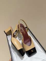 Uubags Chanel Slingback Shoes Glossy Sheepskin & Calfskin In Beige & Black 6.5cm - 3