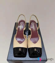 Uubags Chanel Slingback Shoes Glossy Sheepskin & Calfskin In Beige & Black 6.5cm - 1