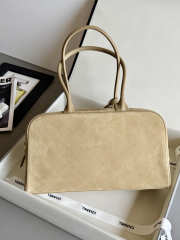 Uubags Chanel Large Bowling Bag Suede Calfskin, Calfskin & Gold-Tone Metal In Light Beige 19x35.5x12.5cm - 3