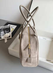 Uubags Chanel Large Bowling Bag Suede Calfskin, Calfskin & Gold-Tone Metal In Dark Grey 19x35.5x12.5cm - 4