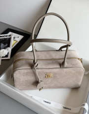 Uubags Chanel Large Bowling Bag Suede Calfskin, Calfskin & Gold-Tone Metal In Dark Grey 19x35.5x12.5cm - 3