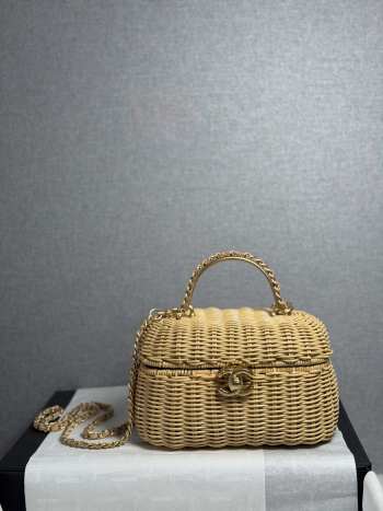 Uubags Chanel Vanity Case Braided Rattan & Gold-Tone Metal In Beige 11.5x19.5x11cm