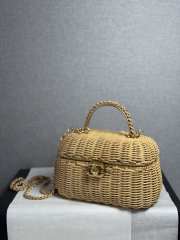 Uubags Chanel Vanity Case Braided Rattan & Gold-Tone Metal In Beige 11.5x19.5x11cm - 5