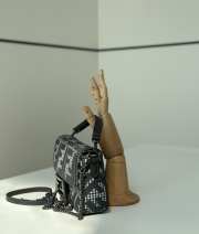 Uubags Fendi Black/ Moro FF Embroidered Canvas Baguette Crossbody Bag 19x5x11cm - 6