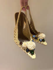 Uubags Dolce & Gabbana rafia crochet slingback with stones multi-coloured 10.5cm - 1