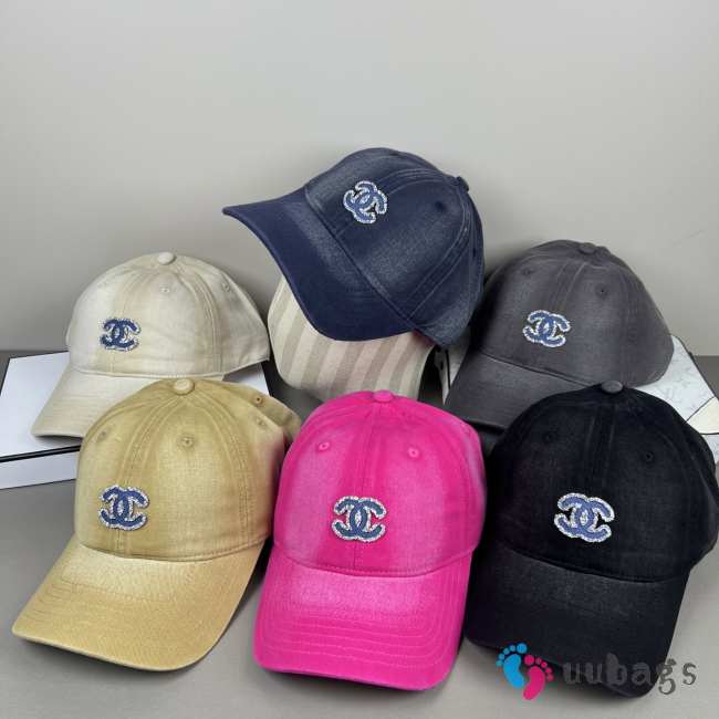 Uubags Chanel 22P Denim Sequin CC Blue Logo Baseball Cap - 1