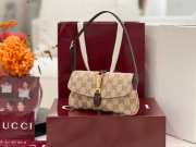 Uubags Gucci Jackie small shoulder bag in sand and brown GG canvas 21.5x11.5x2cm - 2