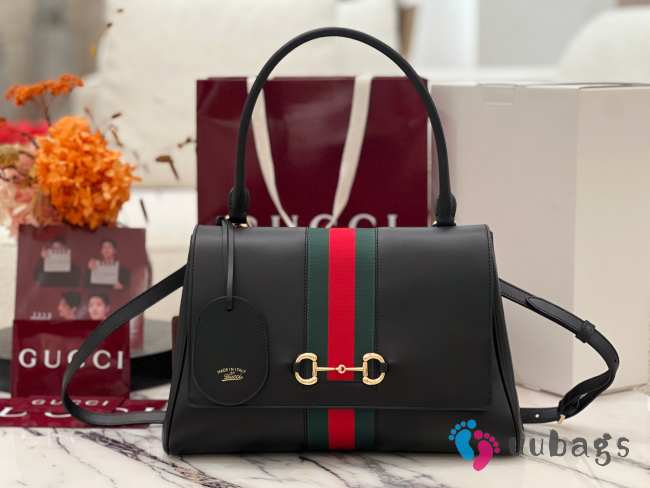 Uubags Gucci Paparazzo medium top handle bag in black soft leather 32x24x17cm - 1