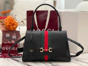 Uubags Gucci Paparazzo medium top handle bag in black soft leather 32x24x17cm