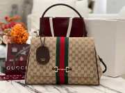 Uubags Gucci Paparazzo large top handle bag in sand and brown GG canvas 37x29x13cm - 1
