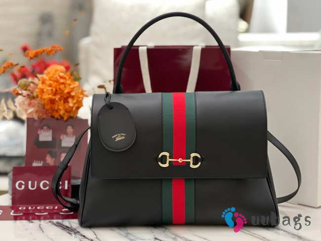 Uubags Gucci Paparazzo large top handle bag in black soft leather 37x29x13cm - 1