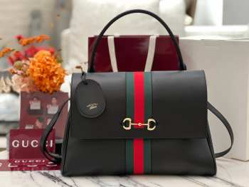 Uubags Gucci Paparazzo large top handle bag in black soft leather 37x29x13cm