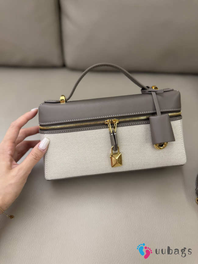 Uubags Loro Piana Extra Bag L23 Cotton, Linen In Grey/ Natural/ Sun Gold 23x12x7cm - 1