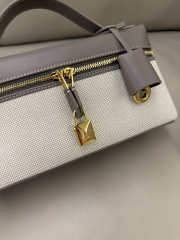 Uubags Loro Piana Extra Bag L23 Cotton, Linen In Grey/ Natural/ Sun Gold 23x12x7cm - 2