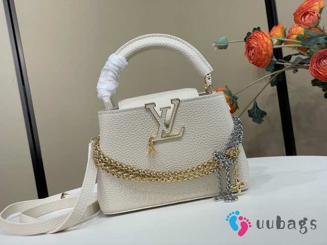 Uubags Louis Vuitton M27312 Capucines PM Bag In White 21x13.6x8cm - 1