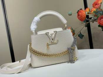 Uubags Louis Vuitton M27312 Capucines PM Bag In White 21x13.6x8cm