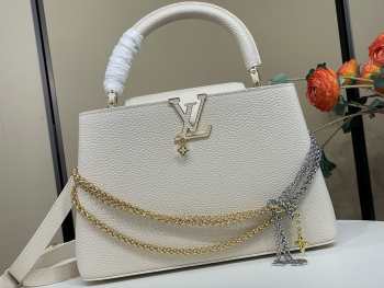 Uubags Louis Vuitton M28203 Capucines MM Bag In White 31.5x20x11cm