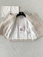 Uubags Chanel Short-sleeved Top Embroidered Tweed In Ecru, Gold & Green - 6