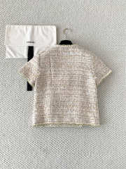 Uubags Chanel Short-sleeved Top Embroidered Tweed In Ecru, Gold & Green - 5