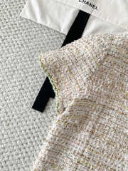 Uubags Chanel Short-sleeved Top Embroidered Tweed In Ecru, Gold & Green - 2