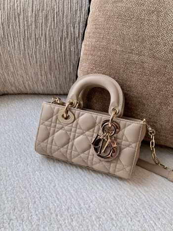 Uubags Dior Mini Lady D-Joy Bag Powder Beige Cannage Lambskin 19cm
