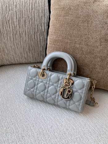 Uubags Dior Small Lady D-Joy Bag Opaline Gray Pearlescent Cannage Lambskin 22cm