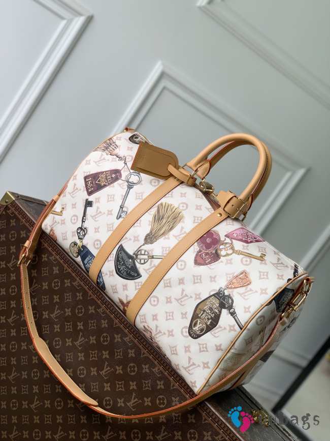Uubags Louis Vuitton M28780 Keepall Bandoulière 45 Monogram Dune Linen-and-cotton Coated Canvas 45x27x20cm - 1