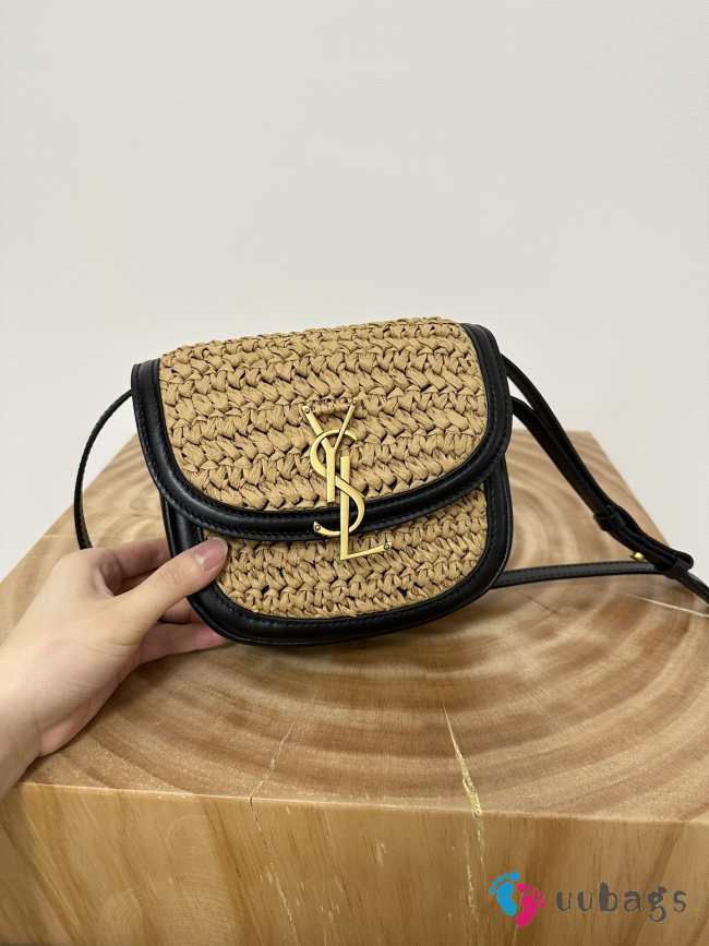 Uubags YSL Kaia Raffia Medium Bag In Natural/ Black 18x15.5x5.5cm - 1